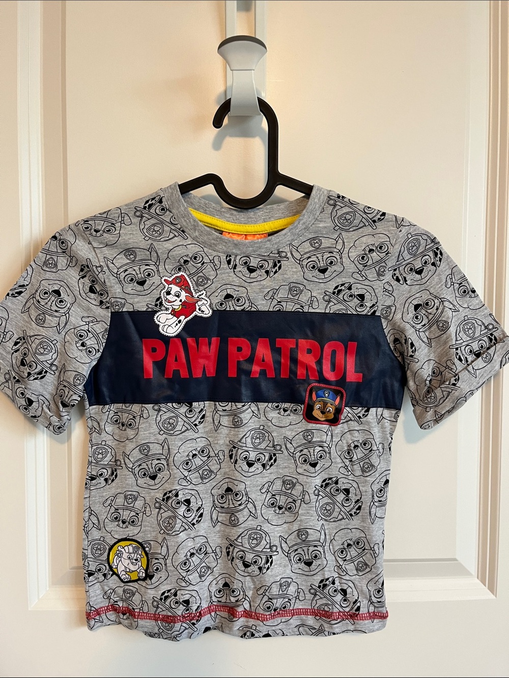 Nickelodeon Paw Patrol Gray Tee with Red Logo and Navy Band